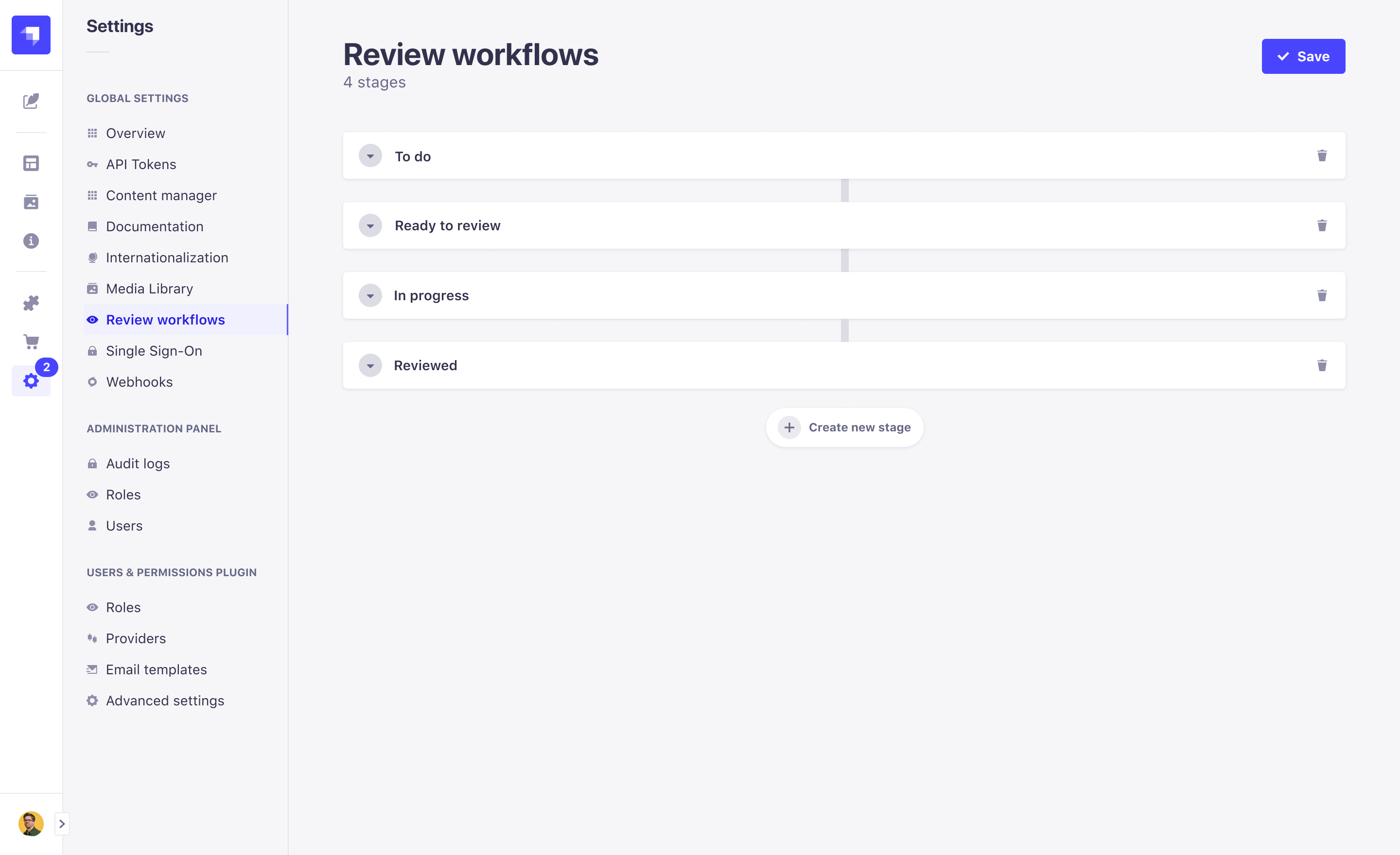 Review Workflows Settings